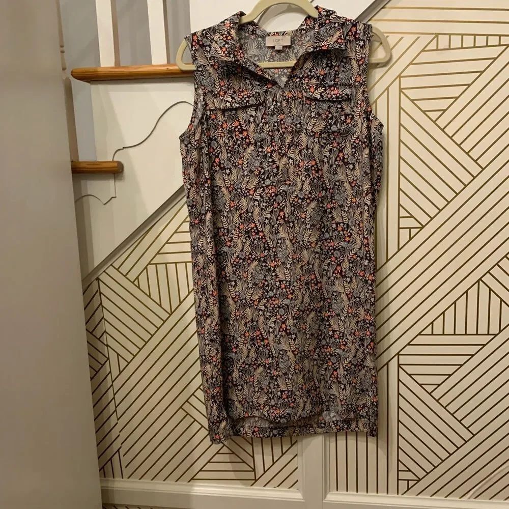 Loft Short Sleeve Sleeveless Printed Dress